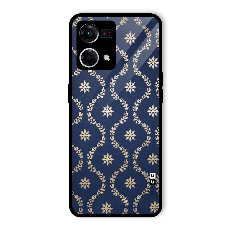 Gorgeous Gold Leaf Pattern Glass Back Case for Oppo F21 Pro 4G
