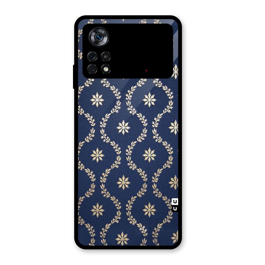 Gorgeous Gold Leaf Pattern Glass Back Case for Poco X4 Pro 5G