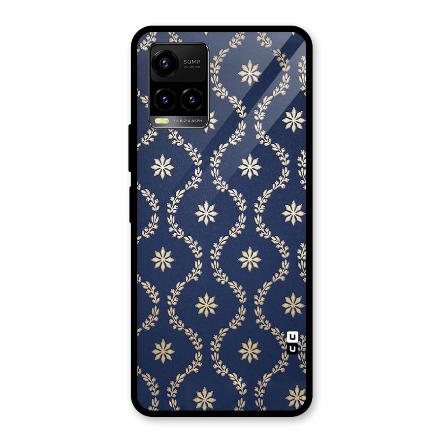 Gorgeous Gold Leaf Pattern Glass Back Case for Vivo Y21A