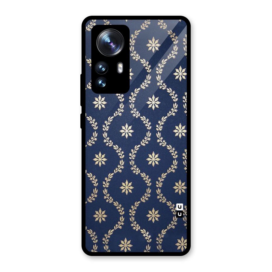 Gorgeous Gold Leaf Pattern Glass Back Case for Xiaomi 12 Pro