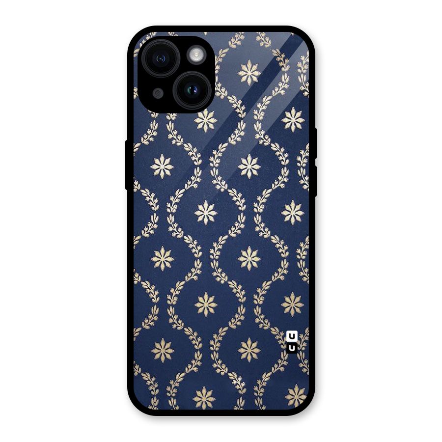 Gorgeous Gold Leaf Pattern Glass Back Case for iPhone 14
