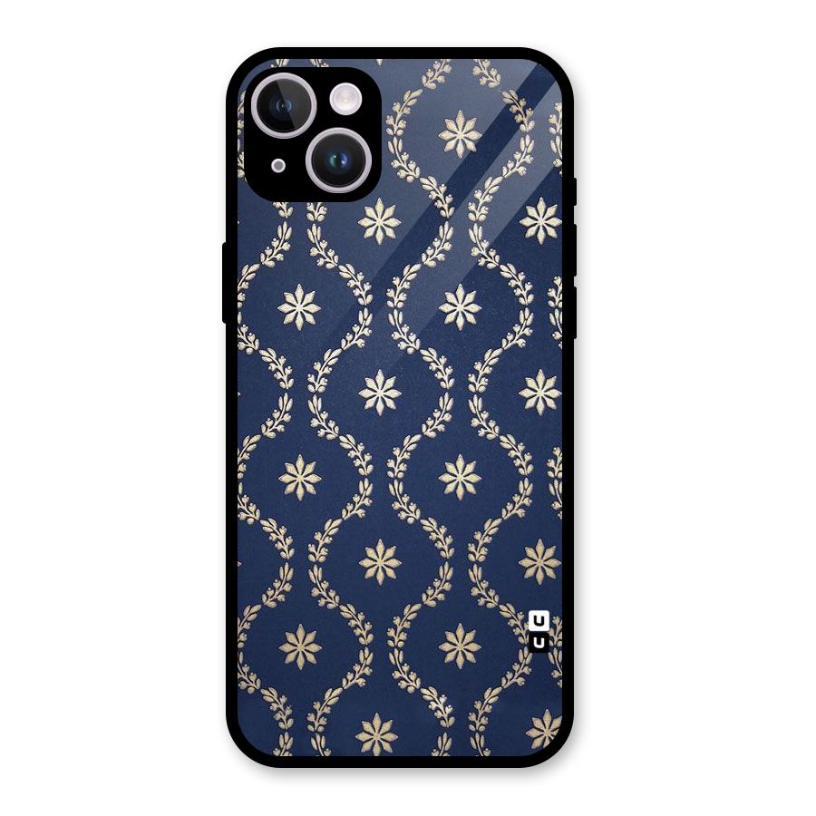 Gorgeous Gold Leaf Pattern Glass Back Case for iPhone 14 Plus