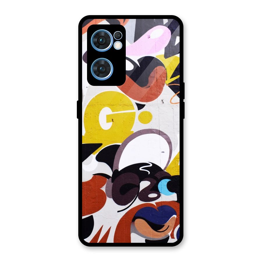 Graffiti Wall Glass Back Case for Oppo Reno7 5G