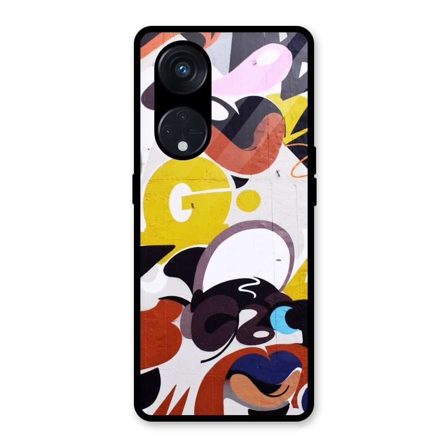 Graffiti Wall Glass Back Case for Reno8 T 5G