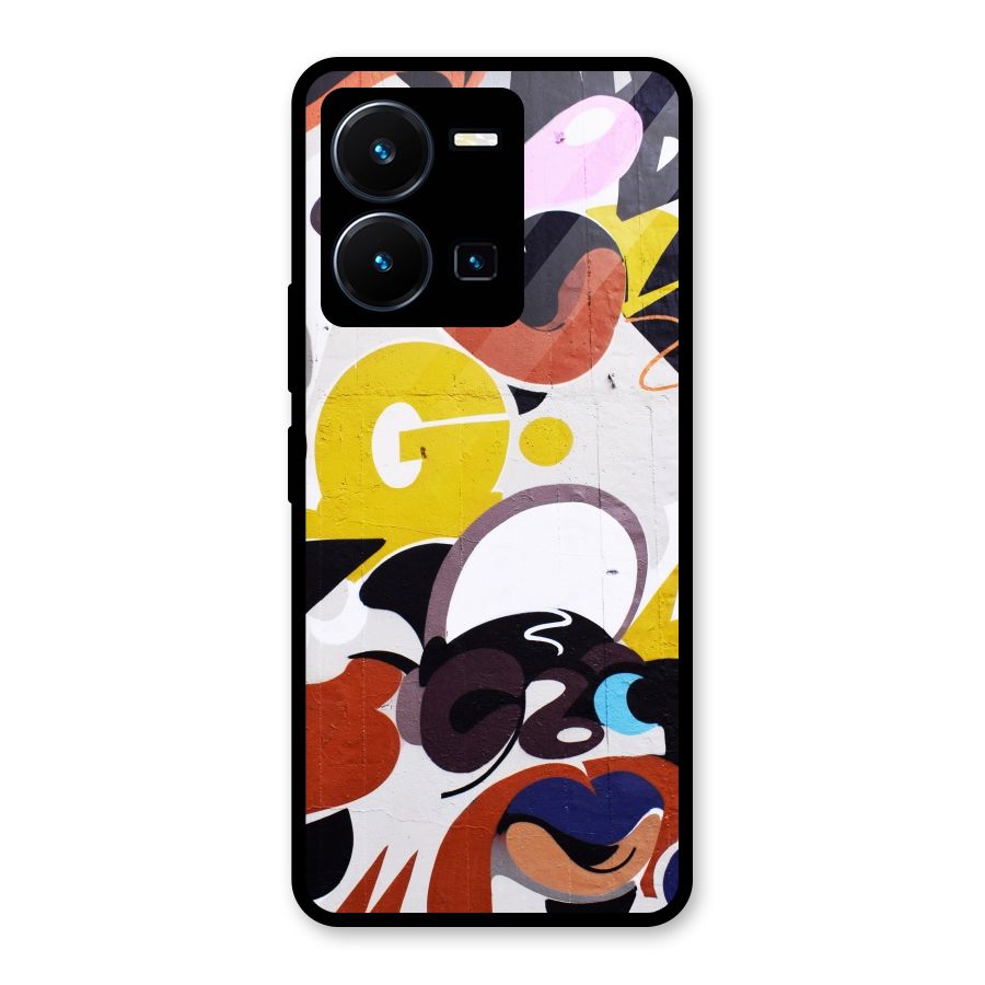 Graffiti Wall Glass Back Case for Vivo Y35