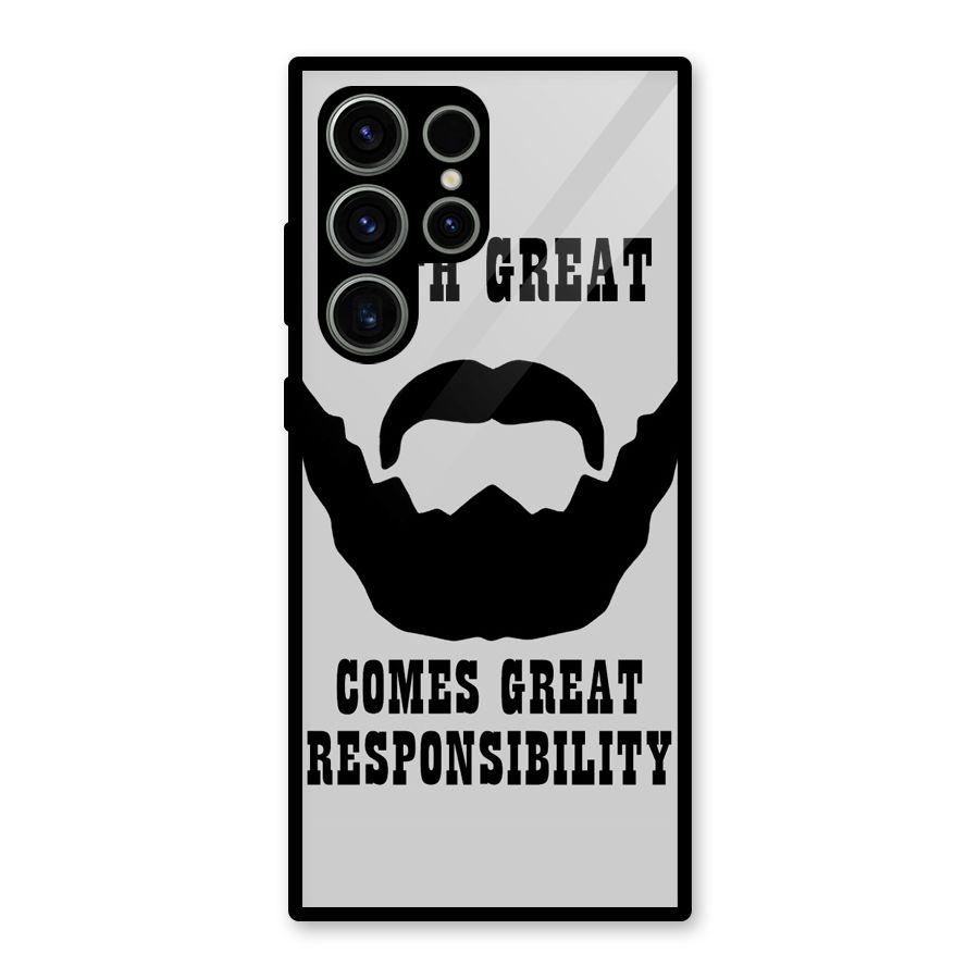 Great Beard Great Responsibility Glass Back Case for Galaxy S23 Ultra