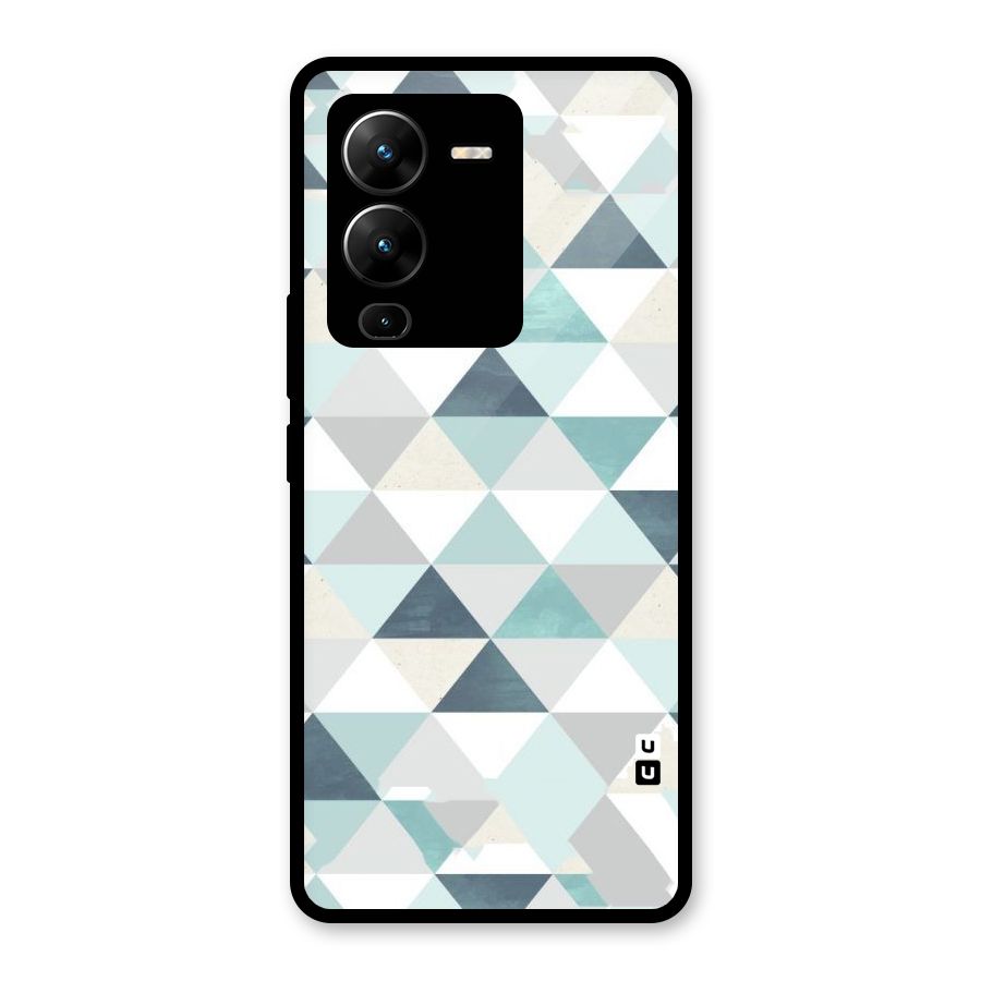 Green And Grey Pattern Glass Back Case for Vivo V25 Pro
