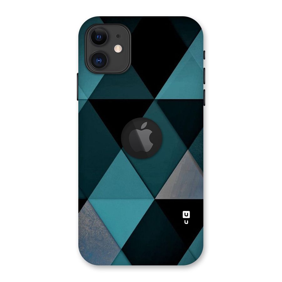 Green Black Shapes Back Case for iPhone 11 Logo Cut
