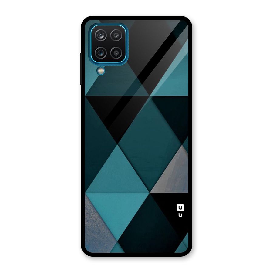Green Black Shapes Glass Back Case for Galaxy A12