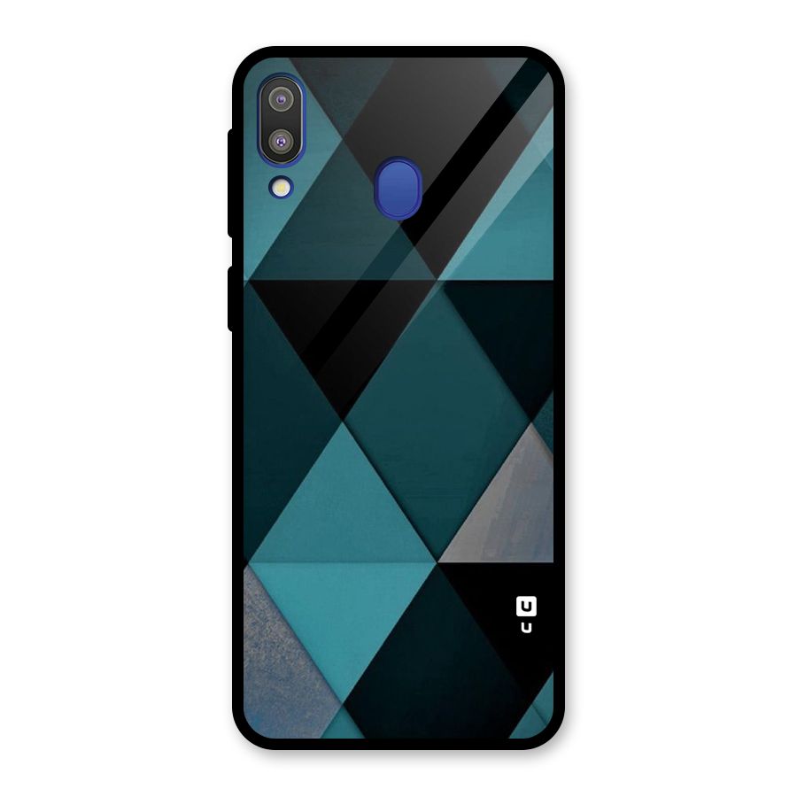 Green Black Shapes Glass Back Case for Galaxy M20