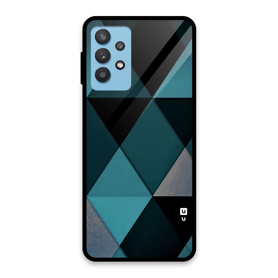 Green Black Shapes Glass Back Case for Galaxy M32 5G