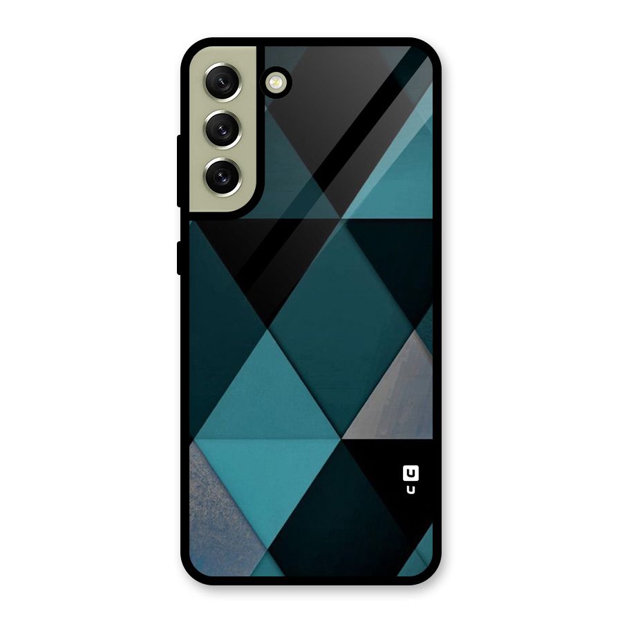 Green Black Shapes Glass Back Case for Galaxy S21 FE 5G