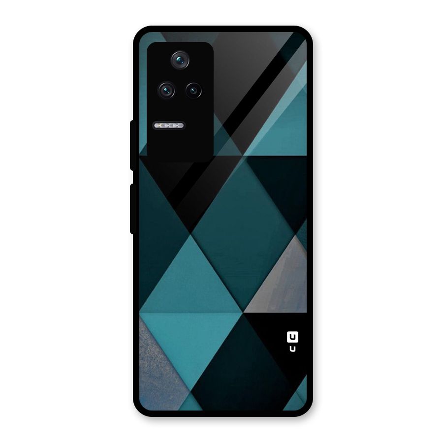 Green Black Shapes Glass Back Case for Poco F4 5G