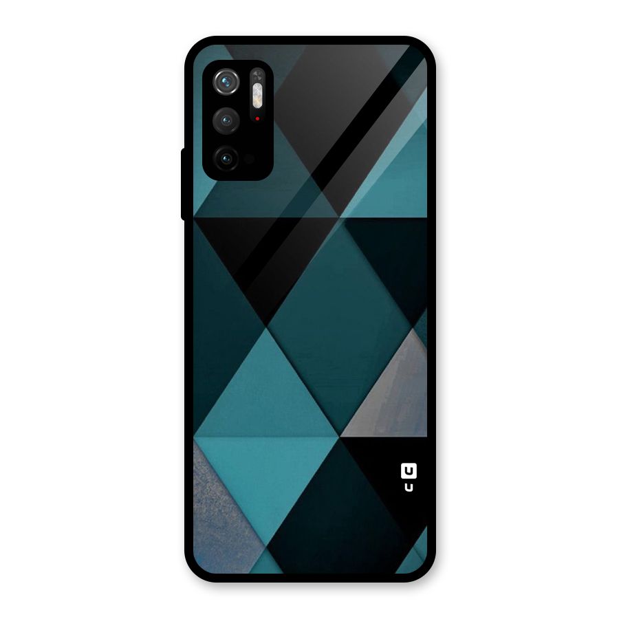 Green Black Shapes Glass Back Case for Poco M3 Pro 5G