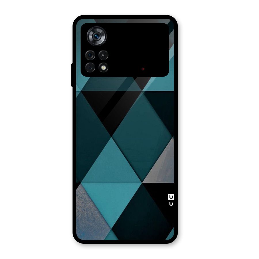 Green Black Shapes Glass Back Case for Poco X4 Pro 5G