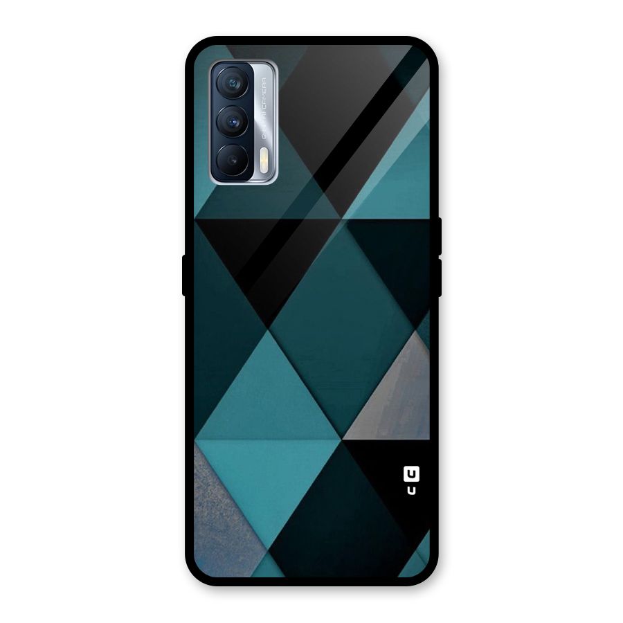 Green Black Shapes Glass Back Case for Realme X7