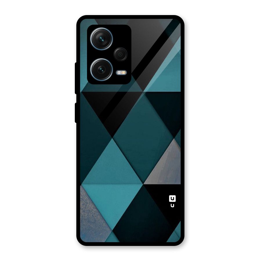 Green Black Shapes Glass Back Case for Redmi Note 12 Pro Plus 5G