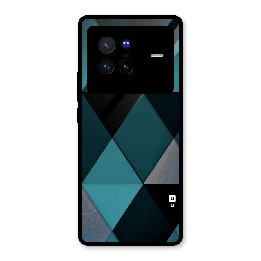 Green Black Shapes Glass Back Case for Vivo X80