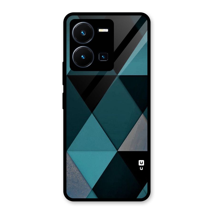 Green Black Shapes Glass Back Case for Vivo Y35