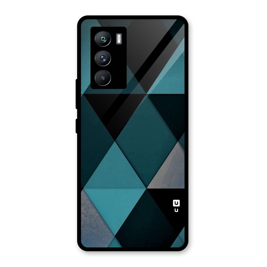 Green Black Shapes Glass Back Case for Vivo iQOO 9 SE
