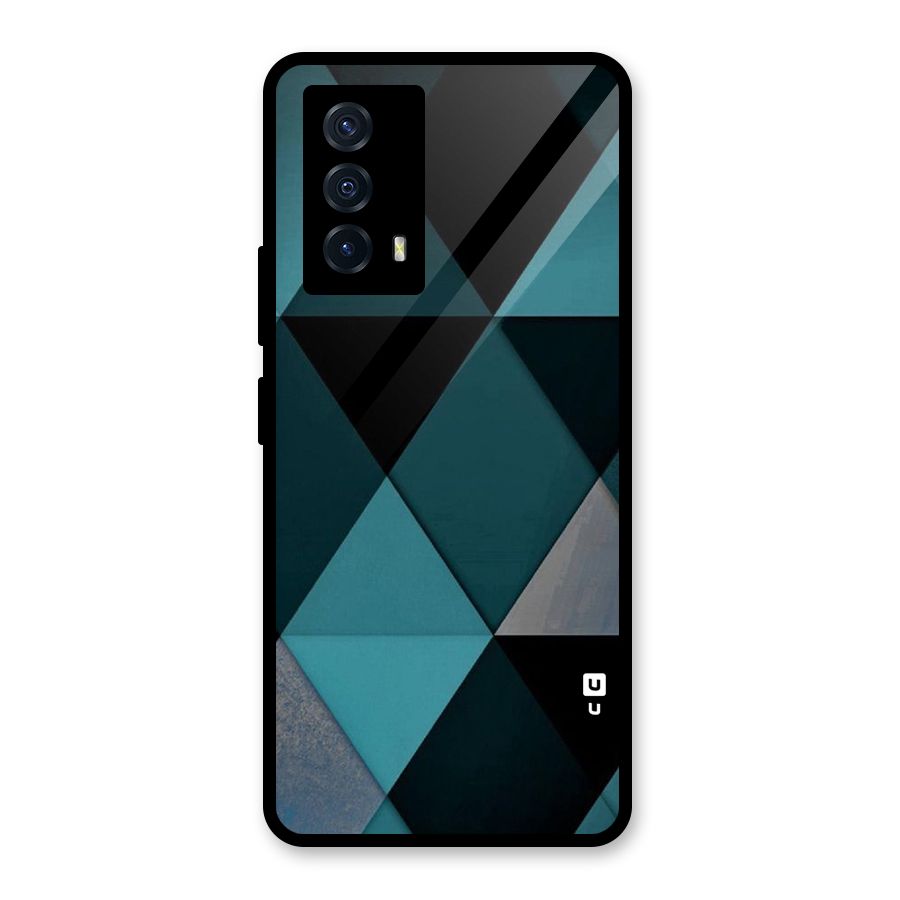 Green Black Shapes Glass Back Case for Vivo iQOO Z5