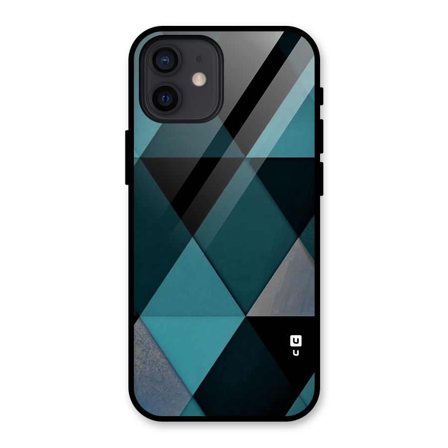Green Black Shapes Glass Back Case for iPhone 12