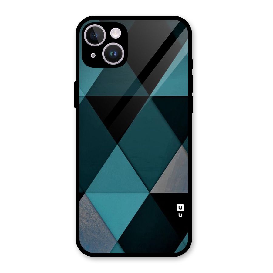 Green Black Shapes Glass Back Case for iPhone 14 Plus