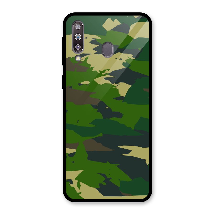 Green Camouflage Army Glass Back Case for Galaxy M30