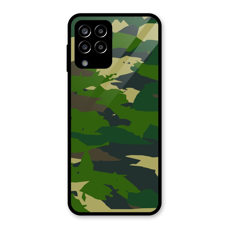 Green Camouflage Army Glass Back Case for Galaxy M33