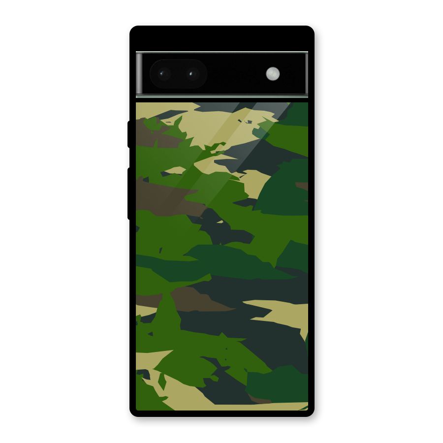 Green Camouflage Army Glass Back Case for Google Pixel 6a