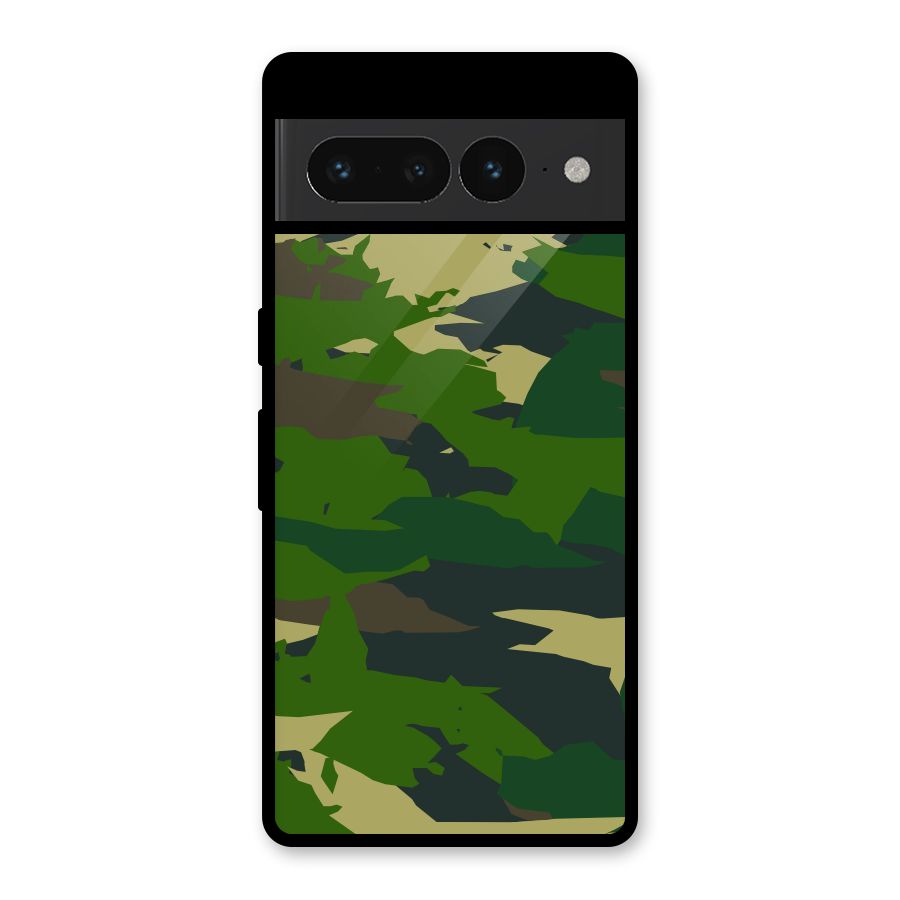 Green Camouflage Army Glass Back Case for Google Pixel 7 Pro