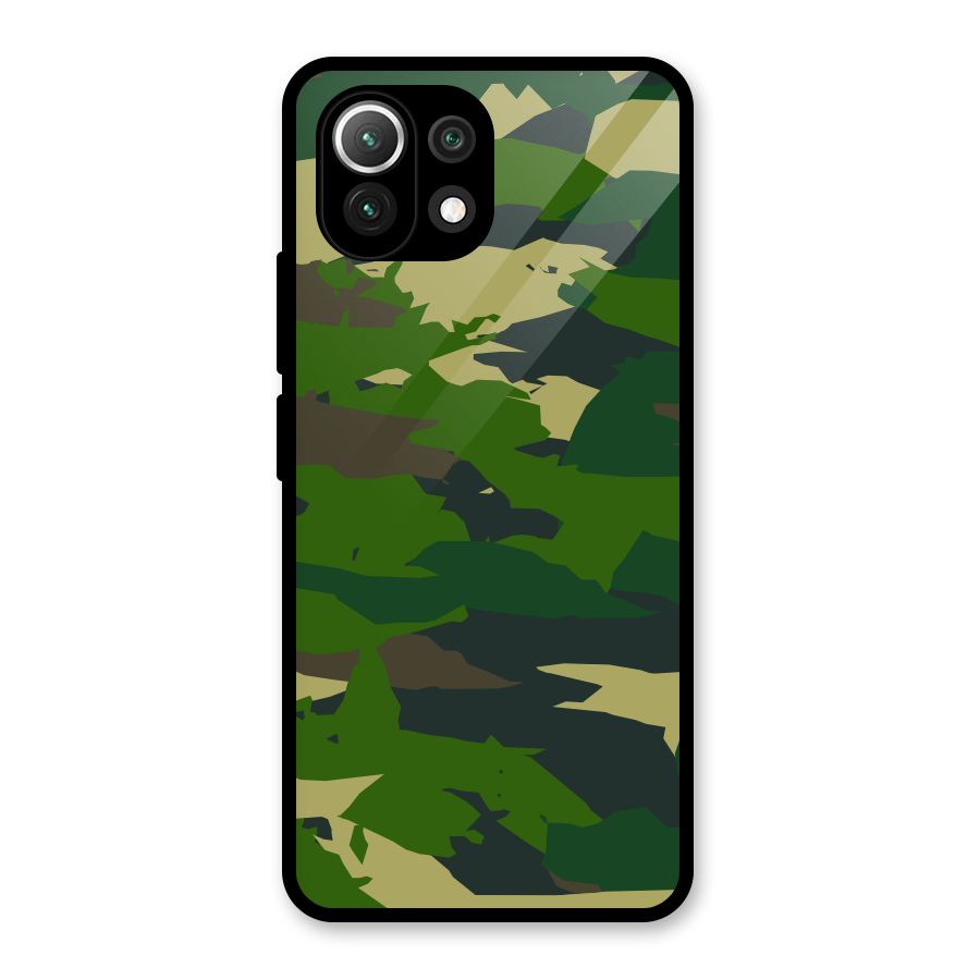 Green Camouflage Army Glass Back Case for Mi 11 Lite