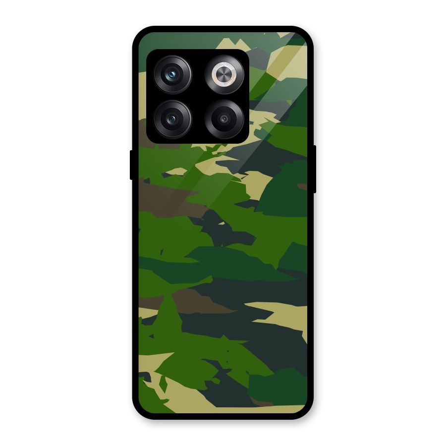 Green Camouflage Army Glass Back Case for OnePlus 10T
