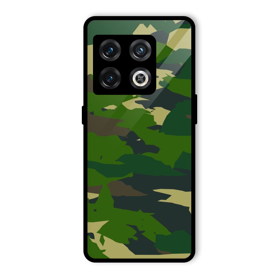Green Camouflage Army Glass Back Case for OnePlus 10 Pro 5G