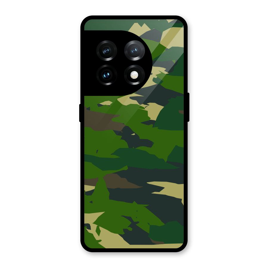 Green Camouflage Army Glass Back Case for OnePlus 11