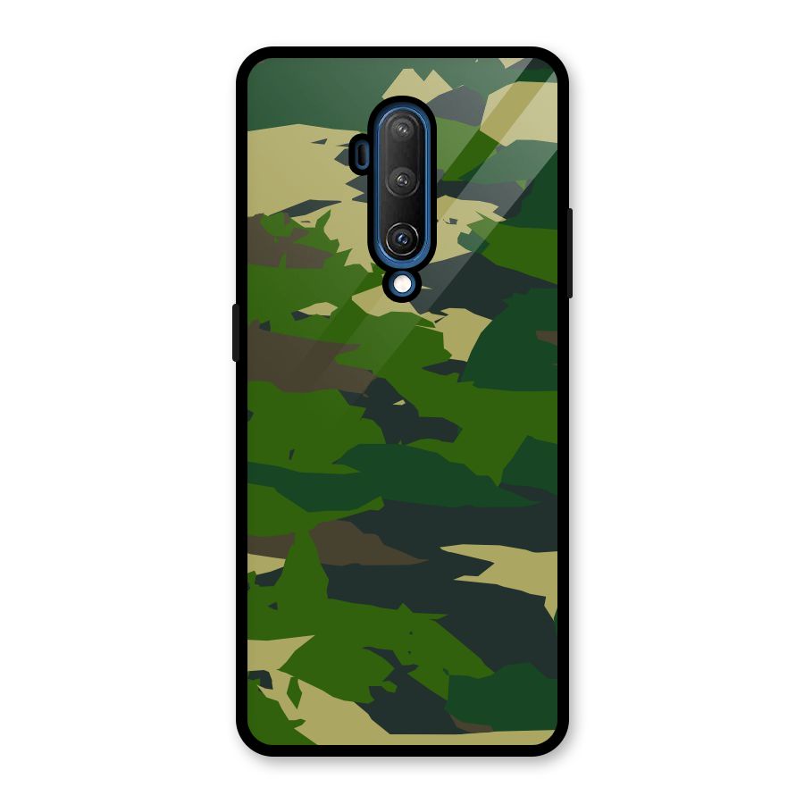 Green Camouflage Army Glass Back Case for OnePlus 7T Pro