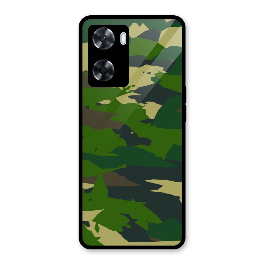 Green Camouflage Army Glass Back Case for Oppo A77