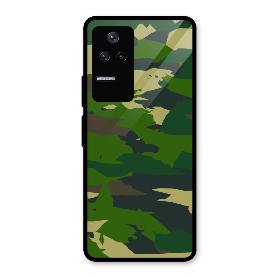 Green Camouflage Army Glass Back Case for Poco F4 5G
