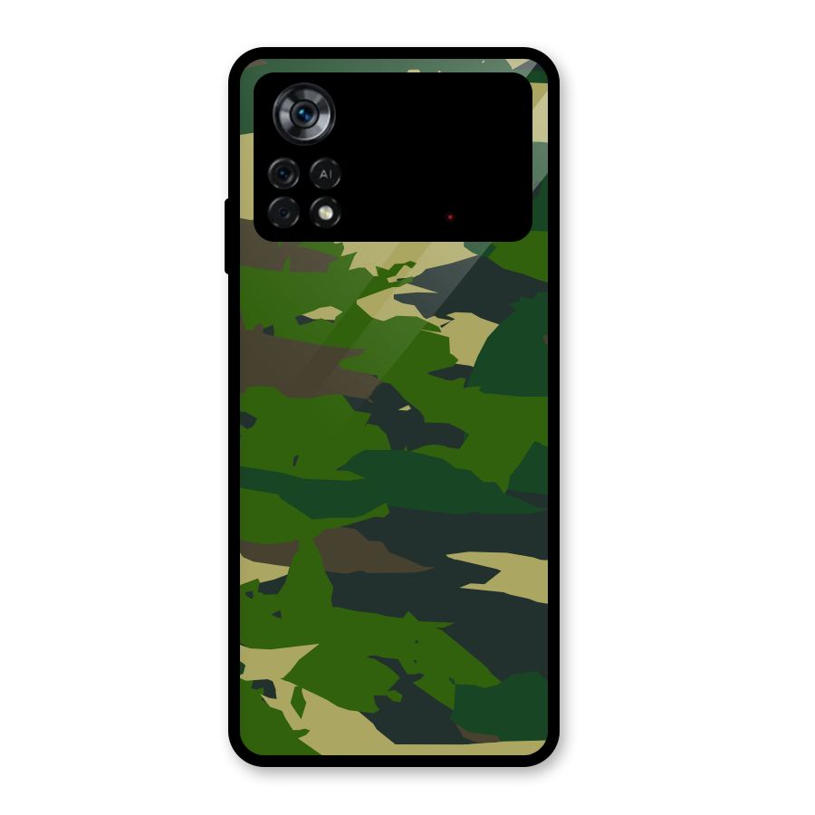 Green Camouflage Army Glass Back Case for Poco X4 Pro 5G