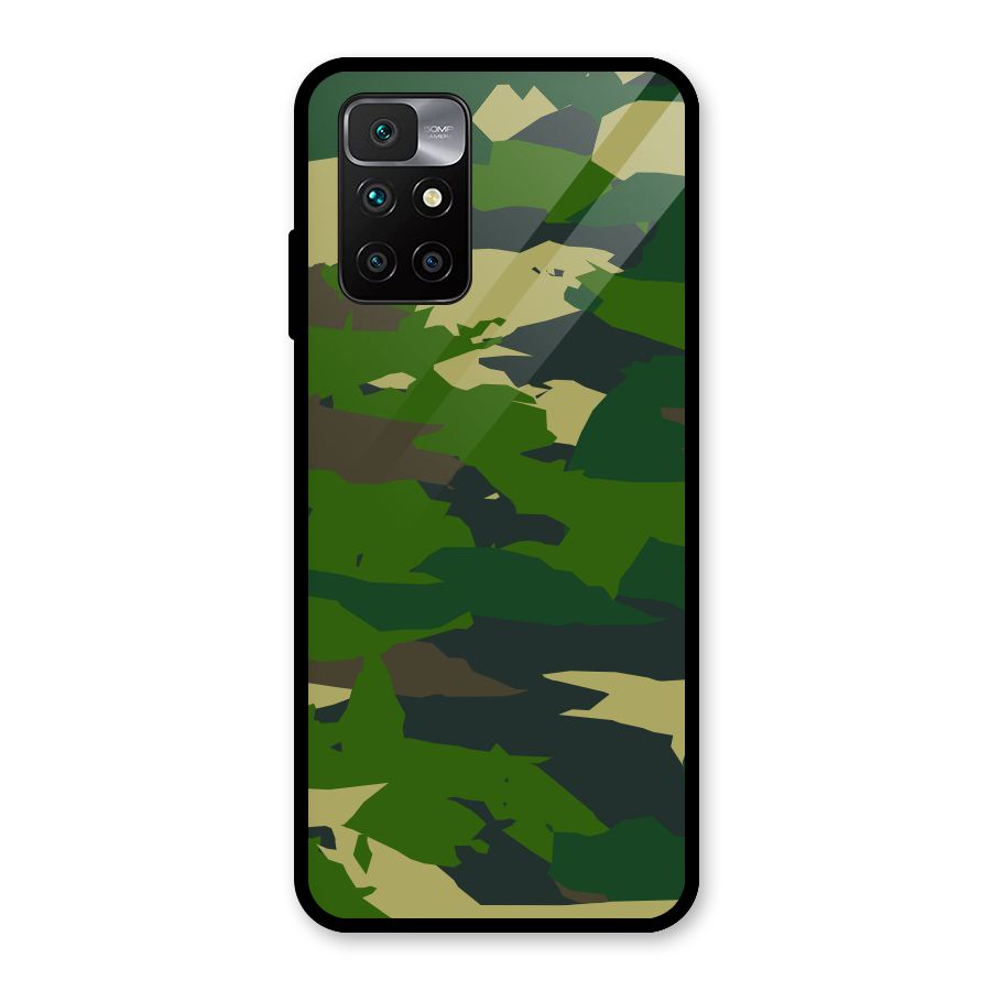 Green Camouflage Army Glass Back Case for Redmi 10 Prime