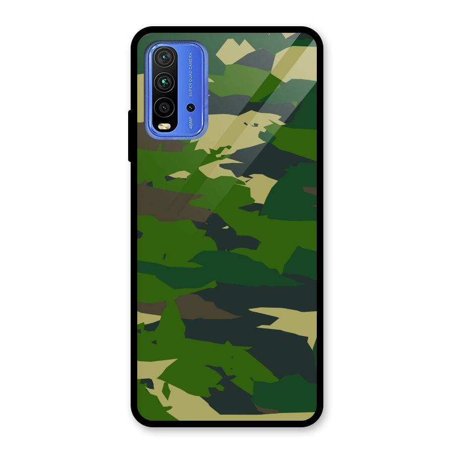 Green Camouflage Army Glass Back Case for Redmi 9 Power