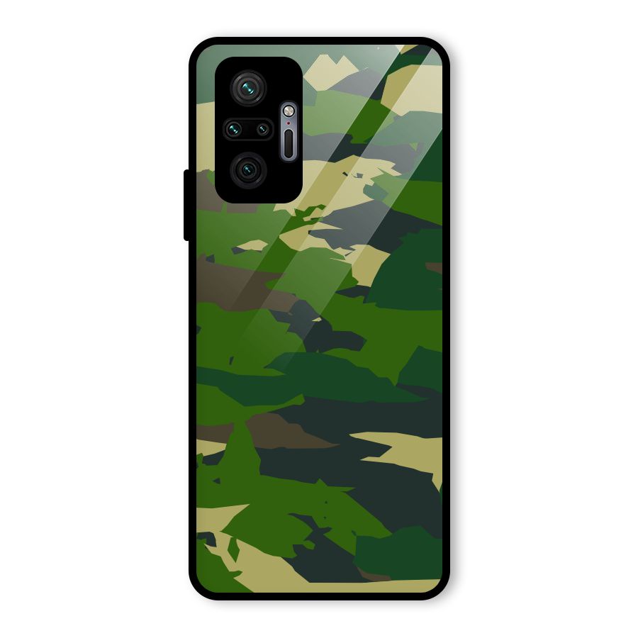 Green Camouflage Army Glass Back Case for Redmi Note 10 Pro