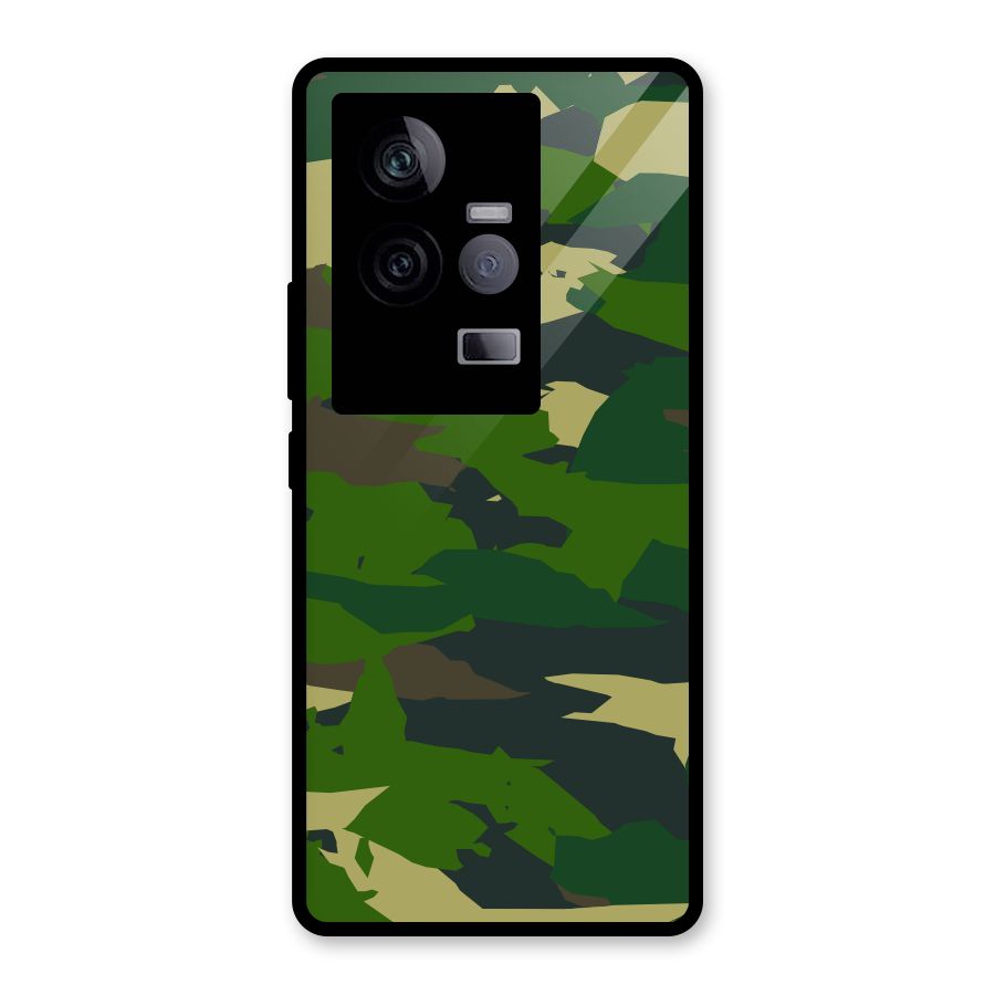Green Camouflage Army Glass Back Case for Vivo iQOO 11 5G