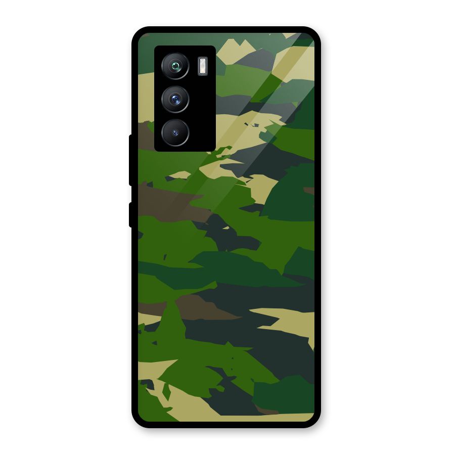 Green Camouflage Army Glass Back Case for Vivo iQOO 9 SE
