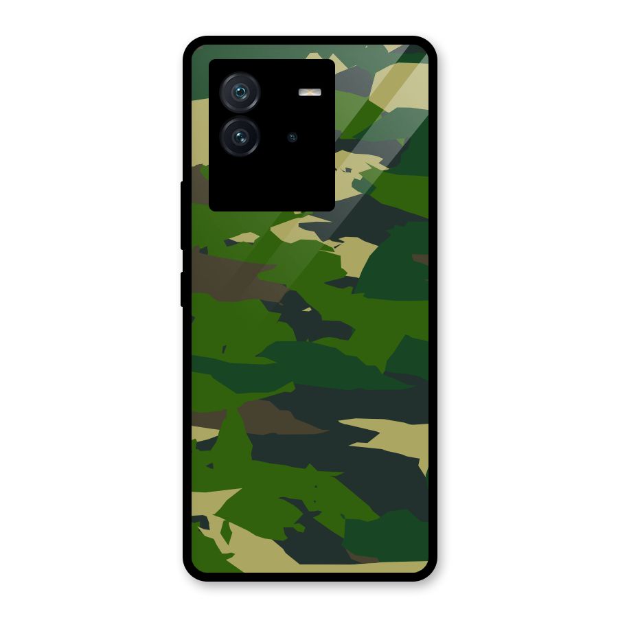 Green Camouflage Army Glass Back Case for Vivo iQOO Neo 6 5G