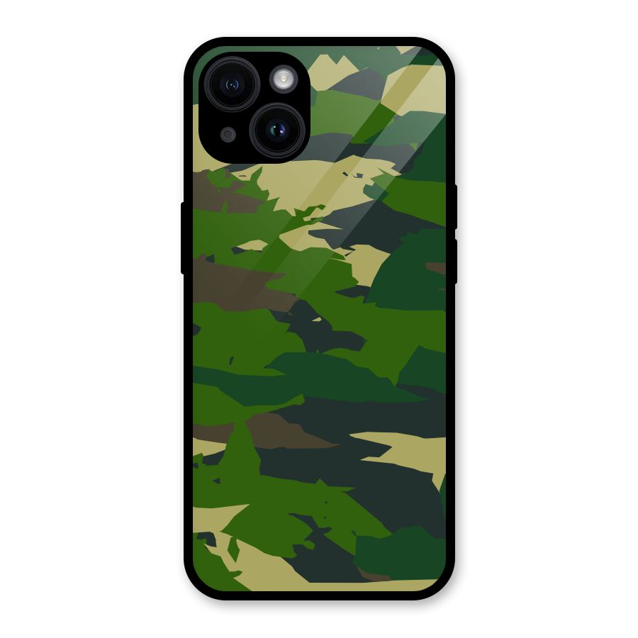 Green Camouflage Army Glass Back Case for iPhone 14