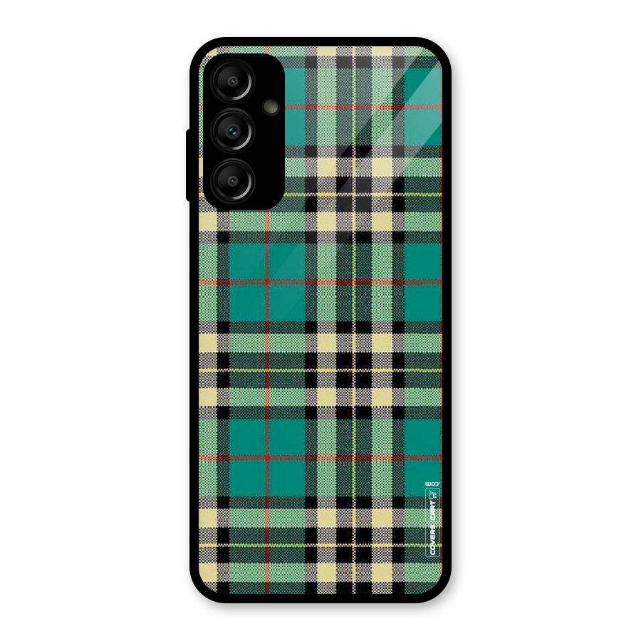Green Check Glass Back Case for Galaxy A14 5G
