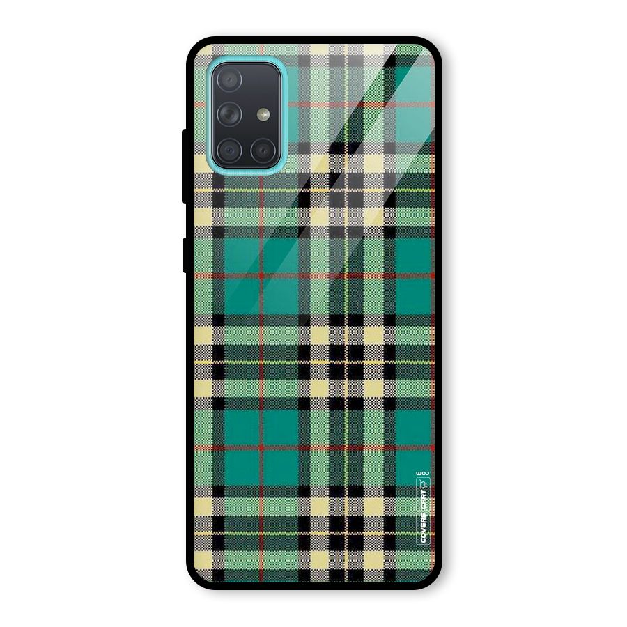 Green Check Glass Back Case for Galaxy A71