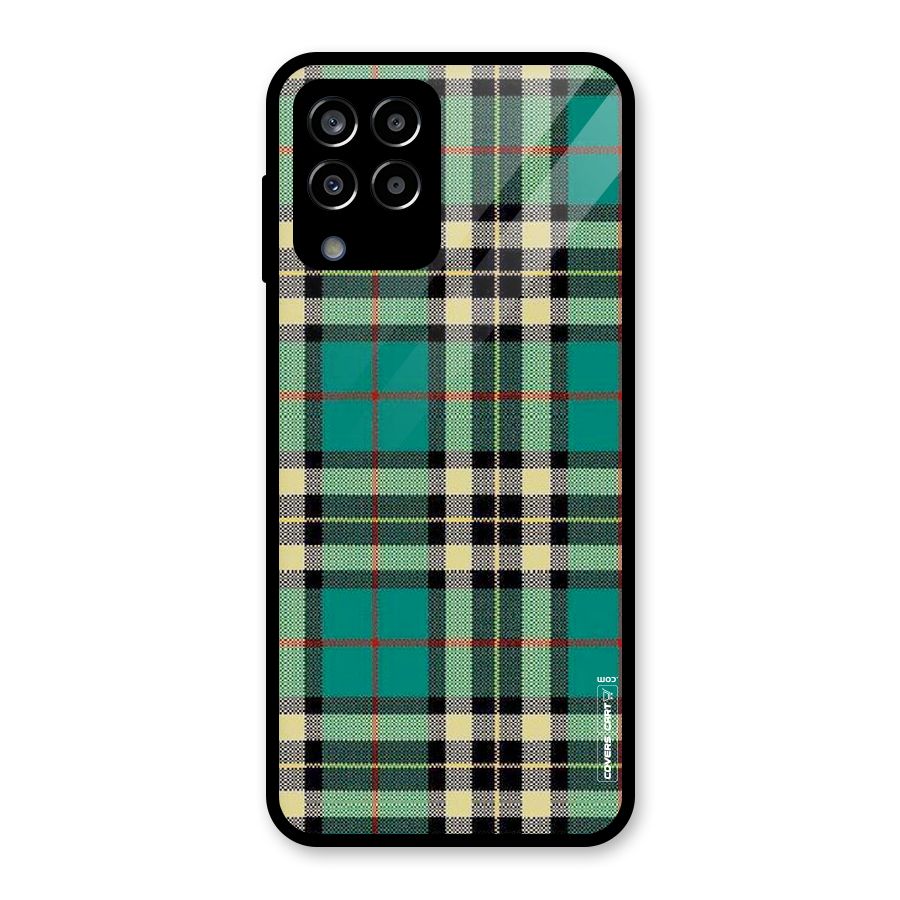 Green Check Glass Back Case for Galaxy M33