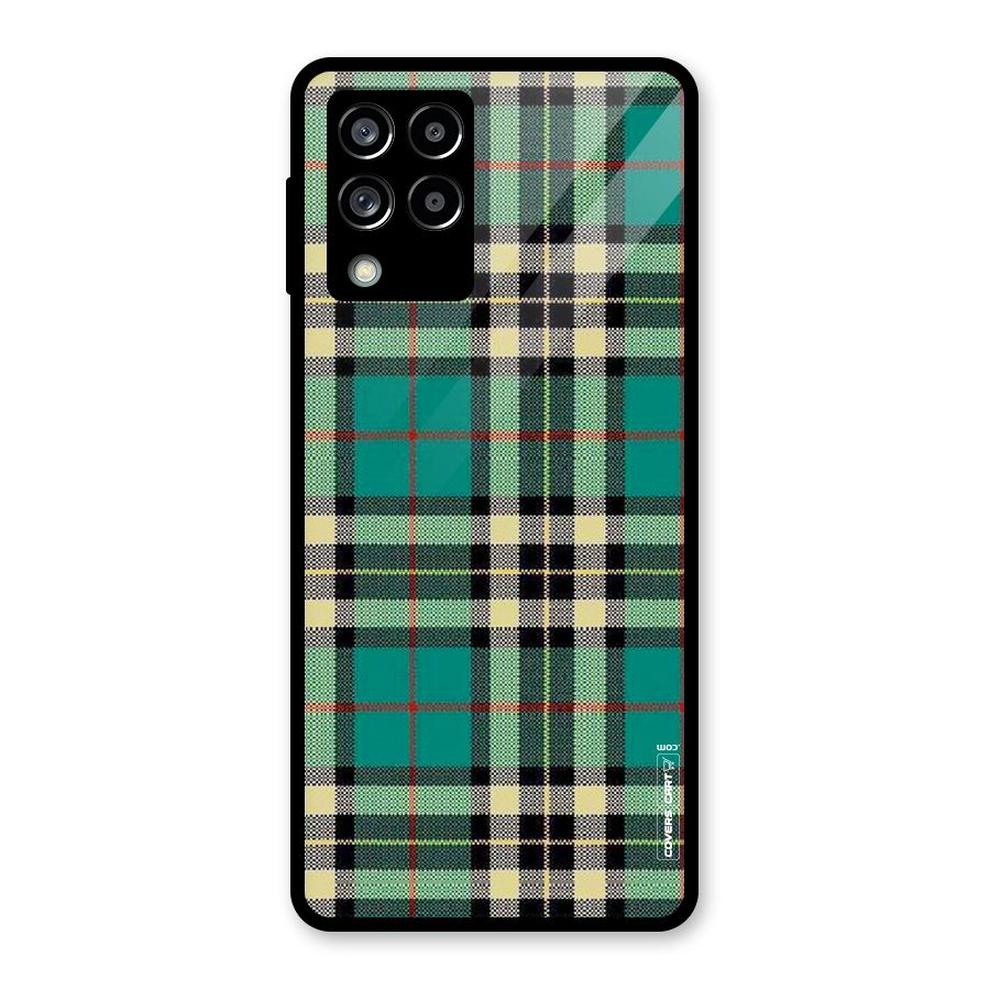 Green Check Glass Back Case for Galaxy M53 5G